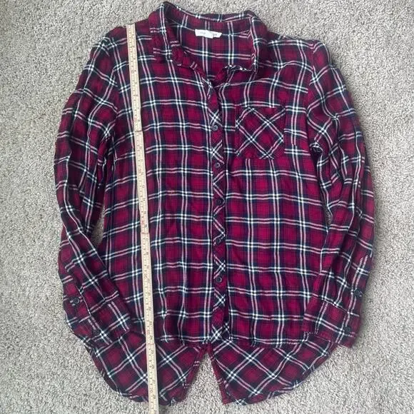 beachlunchlounge Shirt, Women's Size L, Red White Black, Plaid, Button Up - Picture 5 of 14